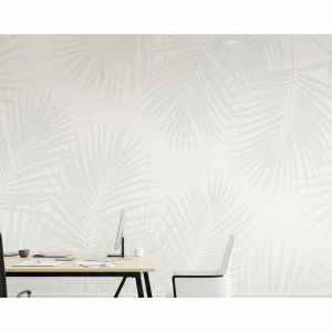 Subtle Ghost Leaf Prints Office Wallpaper Mural