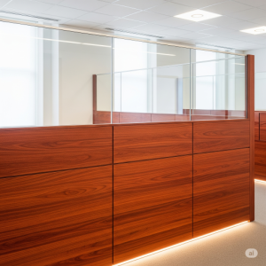 Wood Base with Clear Glass Office Partition
