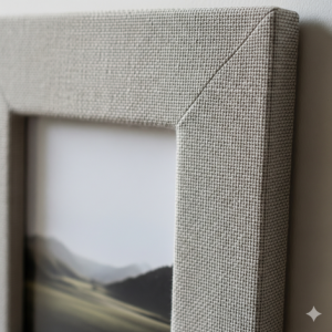  a custom-made picture frame made from woven fabric