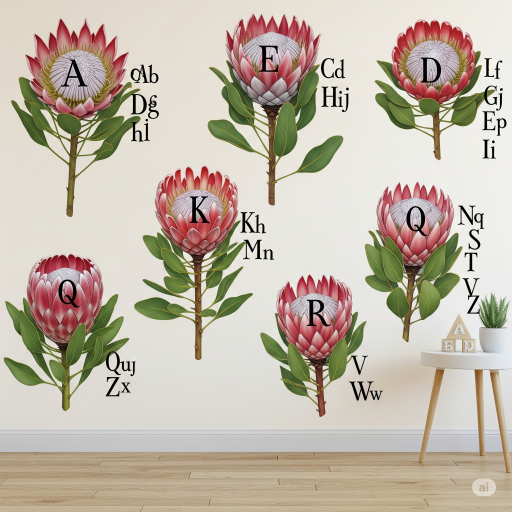 Alphabet Proteas - Educational & Engaging Wallpaper Mural. Alphabet Proteas - Educational & Engaging Wallpaper Mural:
