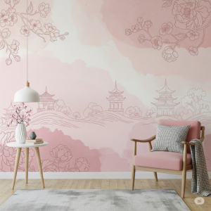 An abstract chinoiserie wallpaper mural