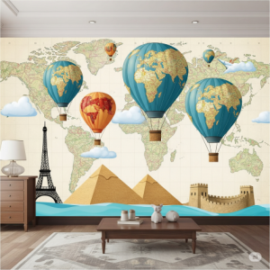 Around the World Adventure Wallpaper Mural.