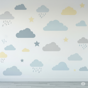 Baby Day-care Clouds Wallpaper Mural.