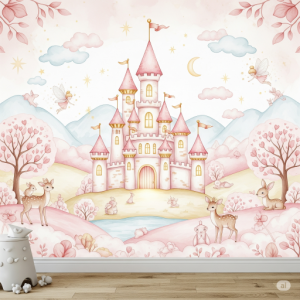 Baby Girl's Room Princess Castle Wallpaper