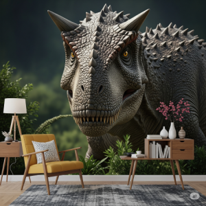 Carnotaurus fierce expression wallpaper mural