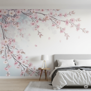Cherry Blossom Bedroom Wallpaper Mural.