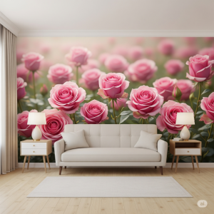 Elegant & Classic Pink Rose Wallpaper Mural