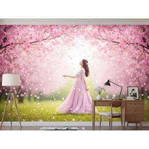 Ethereal Falling Petals Cherry Blossom Wallpaper