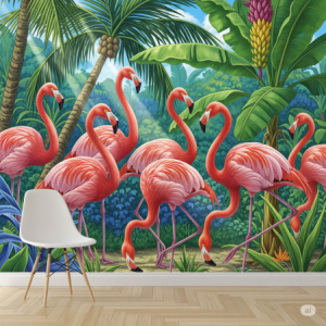 Flamingo Flock Wall Mural