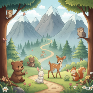 Forest Friends Mountain Adventure Nursery Wallpaper