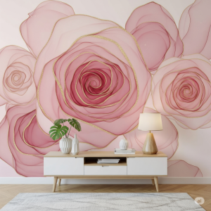 Geometric Rose Petals Wallpaper Mural