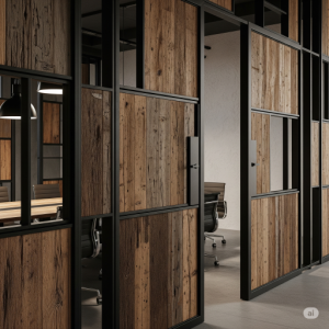 Industrial Metal & Reclaimed Wood Partition