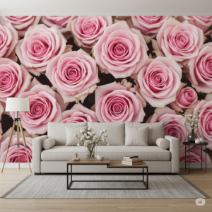 Medium Pink Rose Living Room Wallpaper Mural