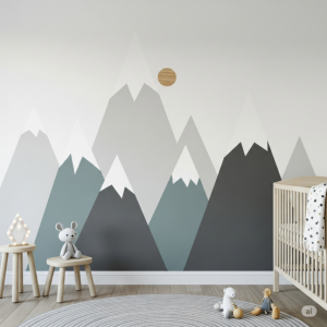 Minimalist Scandinavian Peaks Nursery Wallpaper Mural