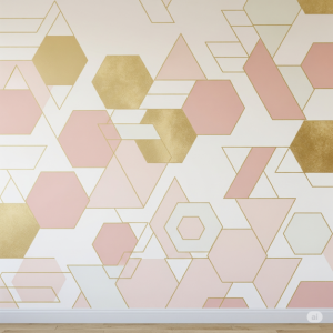 Nursery Pink and Gold Geometric Wallpaper