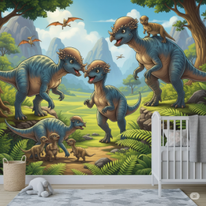 Pachycephalosaurs Nursery Dinosaur Wallpaper Mural
