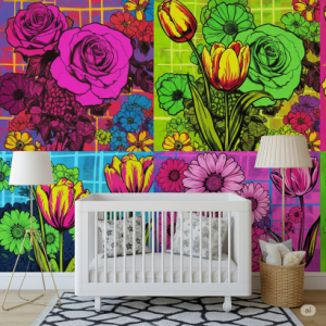 Pop Art Floral Nursery Wallpaper Mural