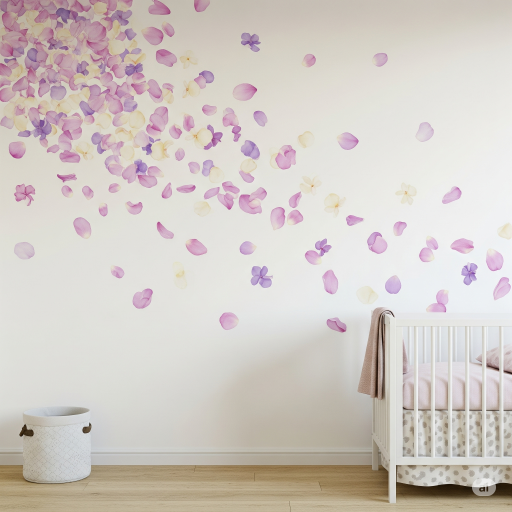Scattered Petals, Floral Nursery Wallpaper Mural Scattered Petals, Floral Nursery Wallpaper Mural