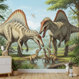 Spinosaurus nursery wallpaper