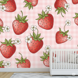 Strawberry Field Pink Nursery Wallpaper