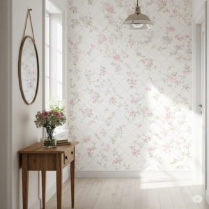Subtle Floral Trellis Wallpaper Mural