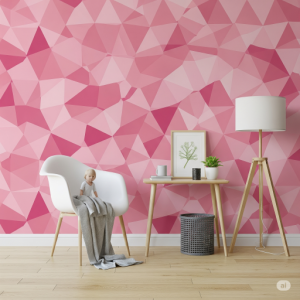 Triangle Geometric Pink Wallpaper Mural