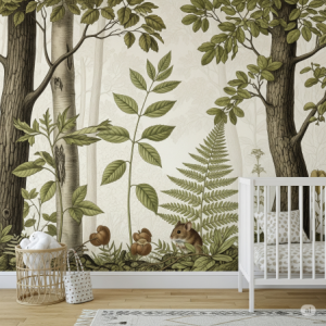 Vintage Botanical Woodland Nursery Wallpaper Mural