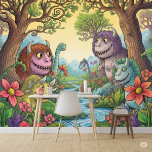 Where the Wild Things Are- Nursery Dino Edition Wallpaper Mural