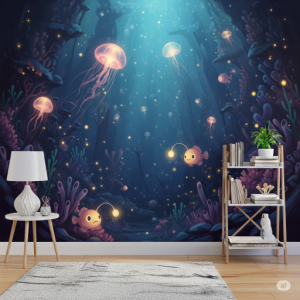 Whimsical Deep Sea Glow (Mysterious and Dreamy) Wallpaper Mural