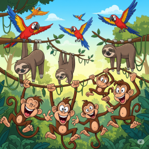 Whimsical Jungle Canopy Adventure Wallpaper Mural