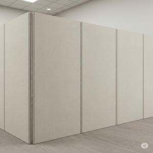 fabric-wrapped acoustic panels for a conference room partition