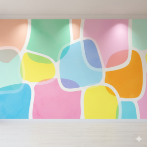 Abstract Colour Block Shapes Girl's Bedroom Wallpaper
