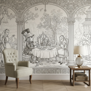 Alice in Wonderland Girl's Bedroom Wallpaper