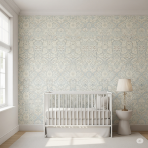 Arabesque pattern nursery wallpaper
