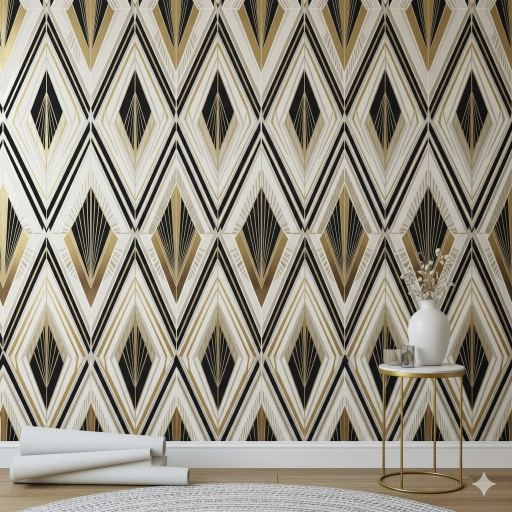 Art Deco-Inspired Diamonds Office Wallpaper Art Deco-Inspired Diamonds Office Wallpaper