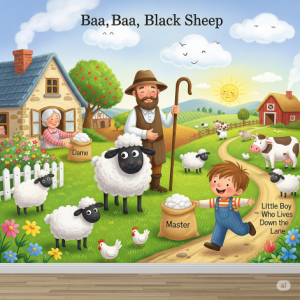 Baa, Baa, Black Sheep Full-Service Farm Scene Wallpaper