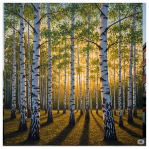 Birch Grove at Sunset Children's Bedroom Wallpaper