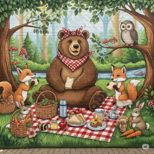 Children's Room Friendly Bear's Forest Wallpaper