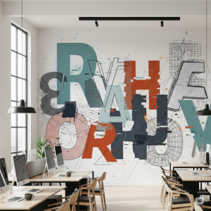 Deconstructed Typography Creative Agency Office Wallpaper Mural.