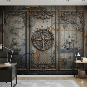 Distressed Wood Texture Office Mural Art.