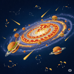 Foodie's Galaxy, Fast Food Wallpaper Design