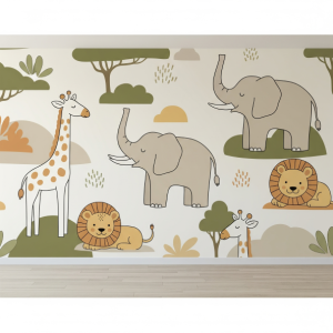 Friendly Safari Animals Wallpaper Mural