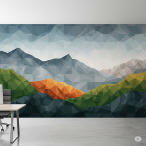Geometric landscape, office wallpaper