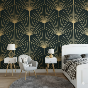 Girl's Bedroom Art Deco Sunburst Wallpaper