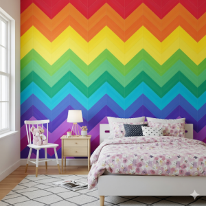 Girl's Bedroom Rainbow Herringbone Wallpaper