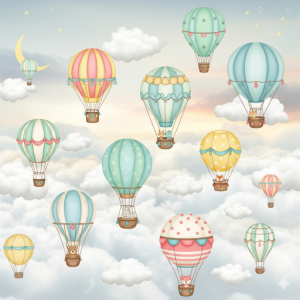 Hot Air Balloons in the Clouds Wallpaper