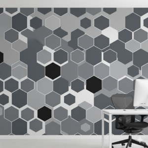 Monochrome Hexagons Office Wallpaper Mural