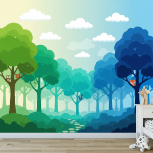 Ombre Woodland Children's Room Wallpaper