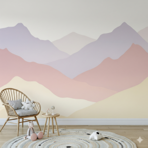 Pastel Mountains Girl's Bedroom Wallpaper Mural