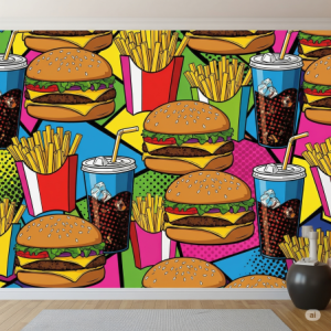 Pop Art Fast Food Wallpaper Design